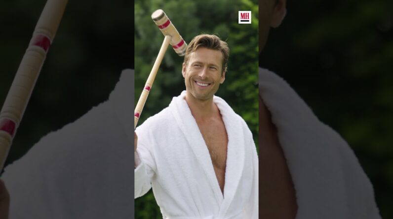 A BTS look at #GlenPowell’s shirtless (and very wet) photo shoot for our December cover #menshealth